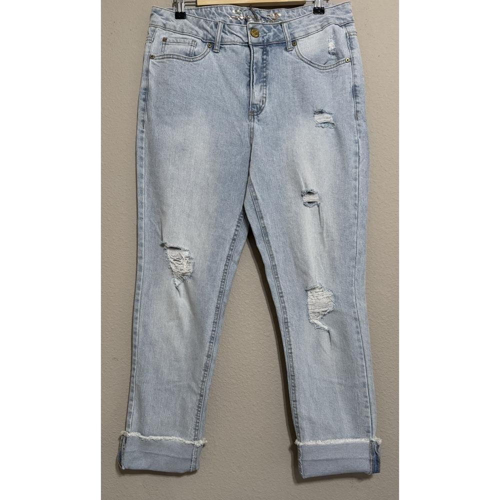 Seven 7 Women's 10 Jeans Weekend Slim‎ Fit Straight High Rise Raw Hem Ankle